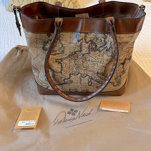 Patricia Nash Convertable Leather Tote European Map